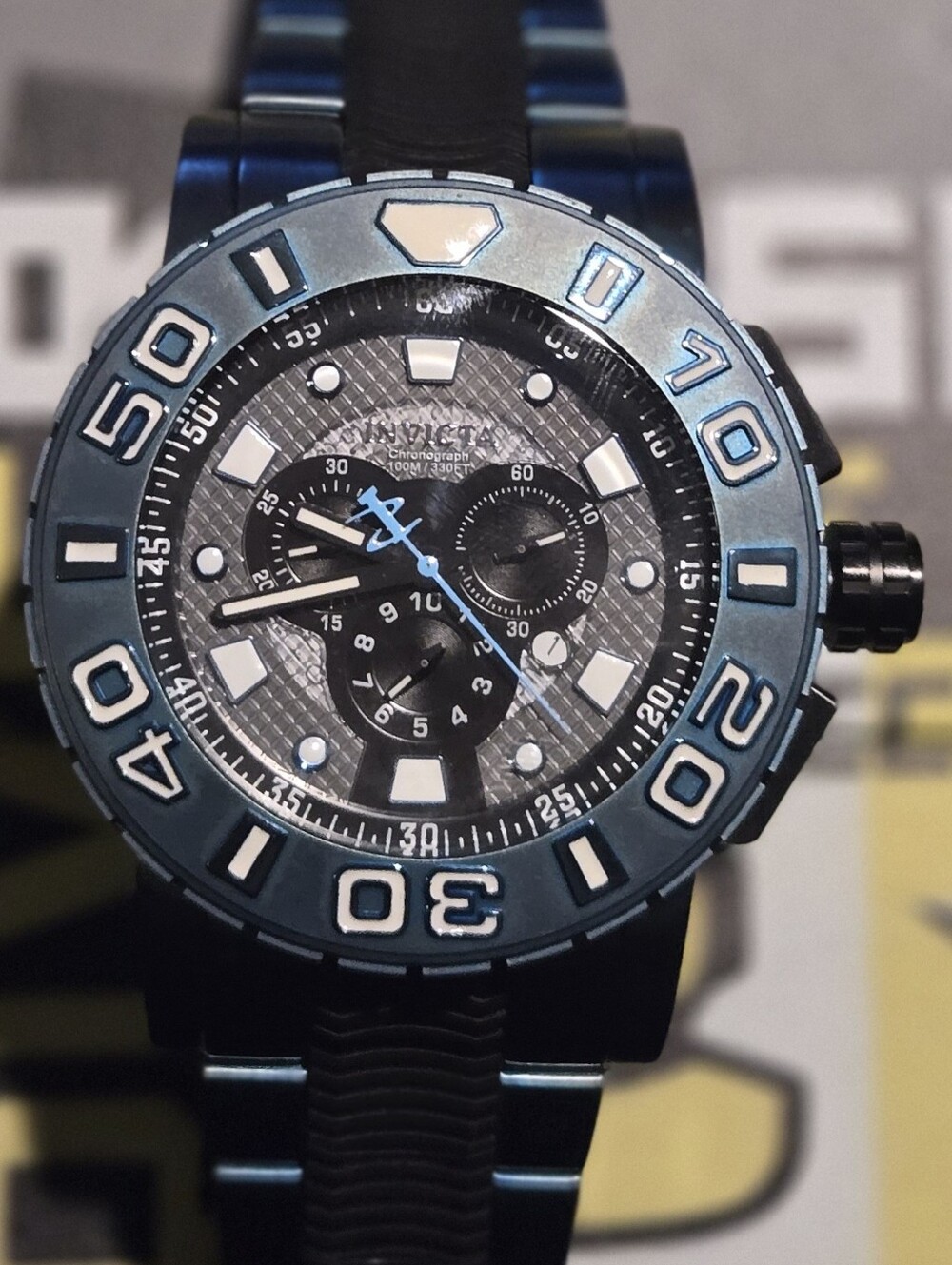 Invicta Men’s Blue and Black Chronograph Dive Watch